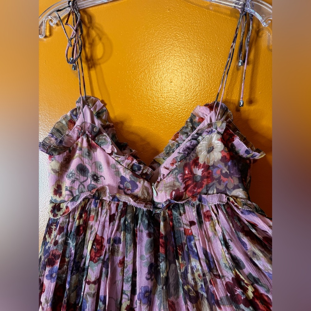 ZIMMERMANN Lovelorn Sleeveless Ruffle Mini Dress In Pink Floral. Size 0/XS - Picture 7 of 11